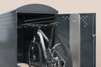 Fahrradgarage BikeBox 1 Bogendach mit Mountainbike im Inneren, wettergeschützt und sicher.