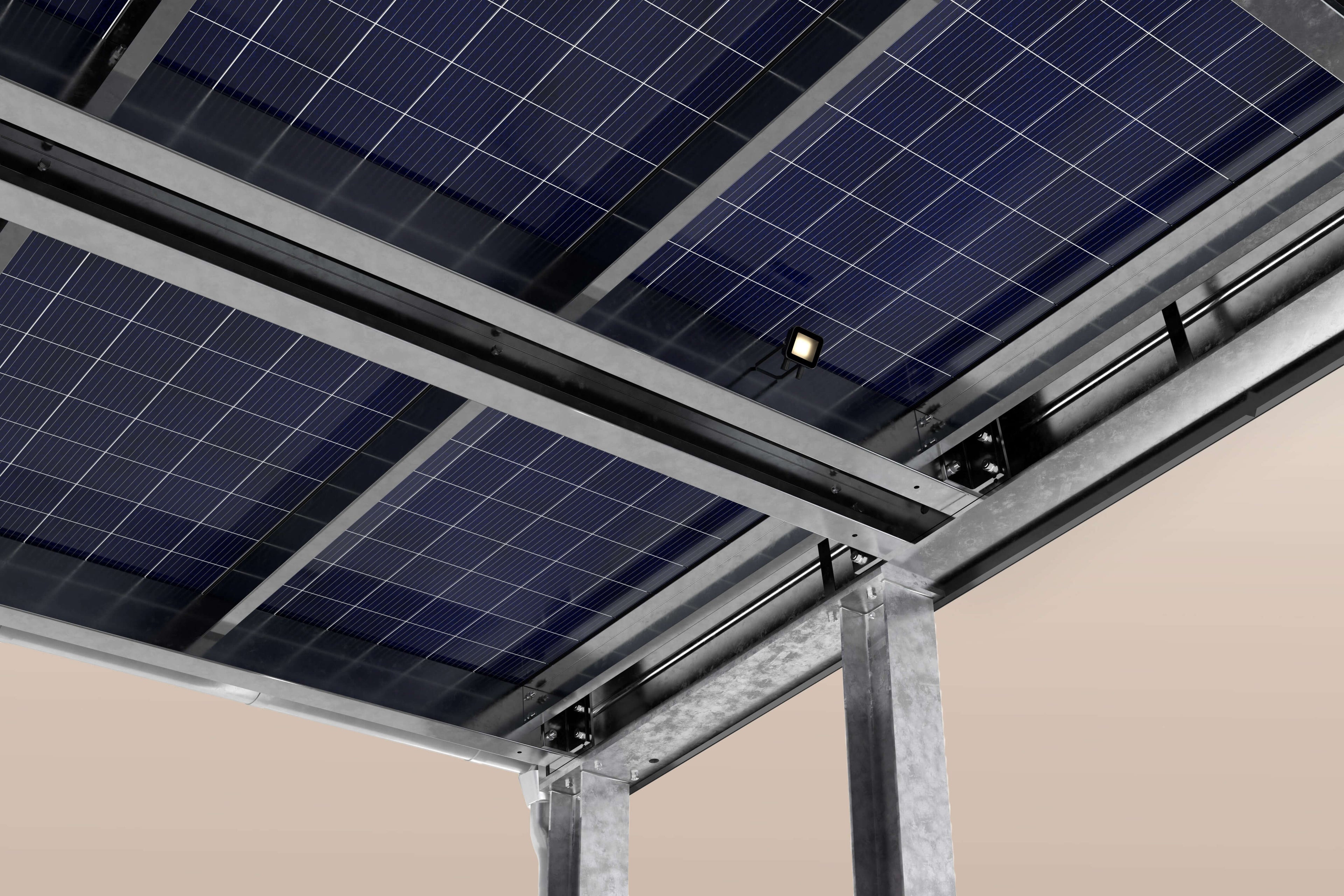 SolarCover Carportsystem mit Solarpanelen für nachhaltige Energieerzeugung
